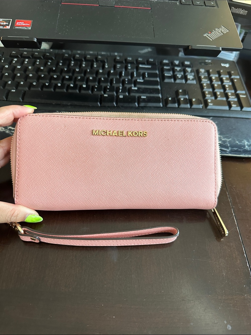 Michael Kors large Pink Zip-Around Wristlet Wallet